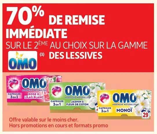 70% DE REMISE IMMÉDIATE SUR LE 2ÈME AU CHOIX SUR LA GAMME DES LESSIVES