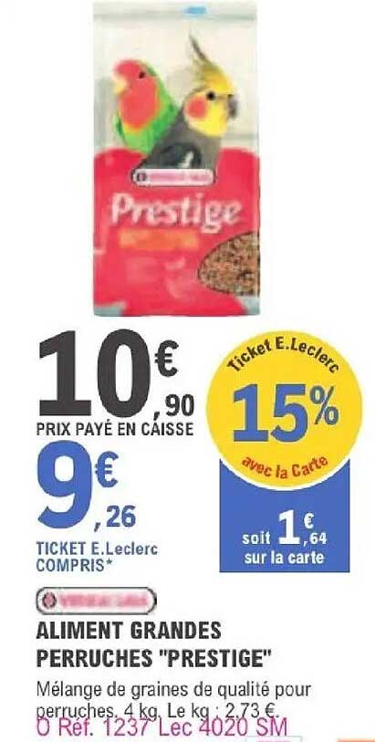 ALIMENT GRANDES PERRUCHES "PRESTIGE"