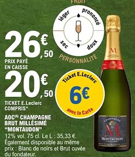 AOC(*) CHAMPAGNE BRUT MILLÉSIMÉ “MONTAUDON”
