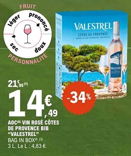 AOC vin rosé Côtes de Provence Bib "Valestrel"