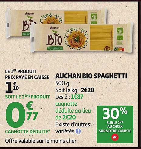 AUCHAN BIO SPAGHETTI
