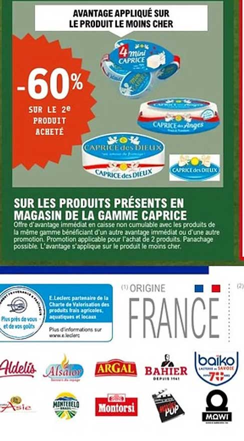 AVANTAGE APPLIQUÉ SUR LE PRODUIT LE MOINS CHER