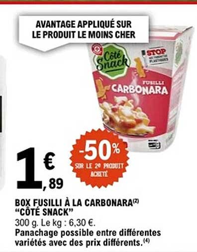 AVANTAGE APPLIQUÉ SUR LE PRODUIT LE MOINS CHER