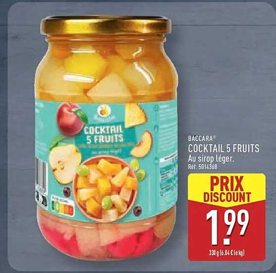 BACCARA COCKTAIL 5 FRUITS Au sirop léger. Réf. 5014368
