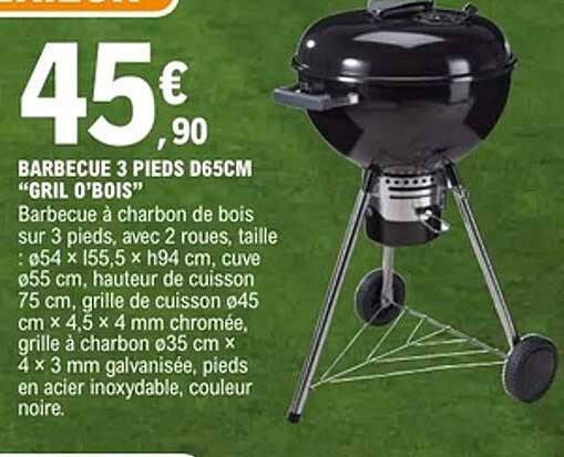 BARBECUE 3 PIEDS D65CM “GRIL O’BOIS”
