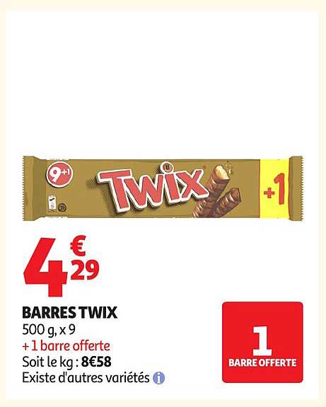 BARRES TWIX 500 g, x 9 + 1 barre offerte