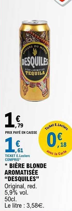 BIERE BLONDE AROMATISÉE “DESQUILES” Original, red. 5,9% vol. 50cl.