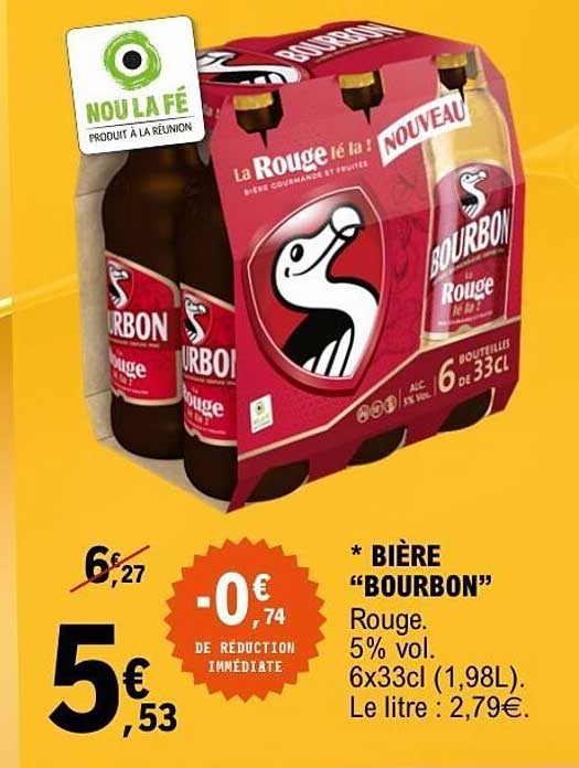 BIÈRE “BOURBON” Rouge. 5% vol. 6x33cl (1,98L)