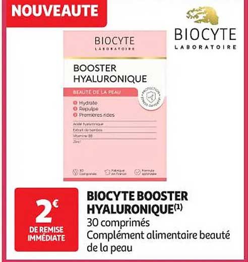 BIOCYTE BOOSTER HYALURONIQUE(1)
30 comprimés
Complément alimentaire beauté de la peau