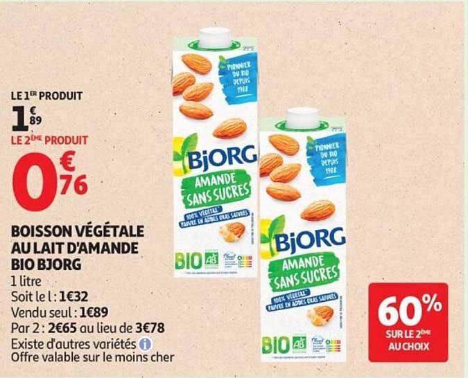 BOISSON VÉGÉTALE AU LAIT D'AMANDE BIO BJORG
