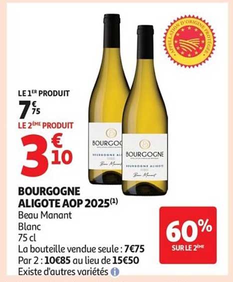 BOURGOGNE ALIGOTE AOP 2025(1) Beau Manant Blanc 75 cl