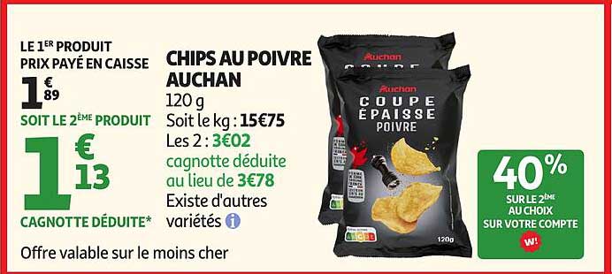 CHIPS AU POIVRE AUCHAN