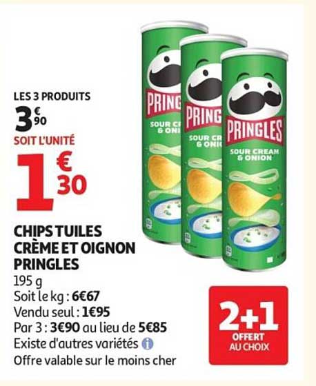 CHIPS TUILES CRÈME ET OIGNON PRINGLES