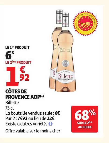 CÔTES DE PROVENCE AOP(1) Billette 75 cl