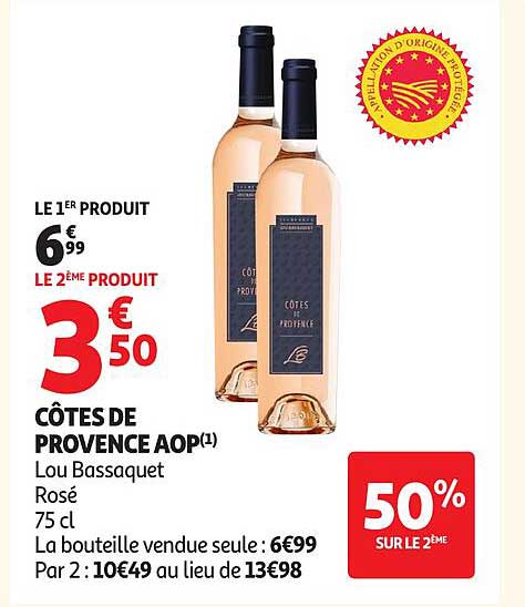 CÔTES DE PROVENCE AOP(1) Lou Bassaquet Rosé 75 cl