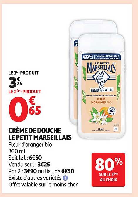 CRÈME DE DOUCHE LE PETIT MARSEILLAIS Fleur d'oranger bio 300 ml