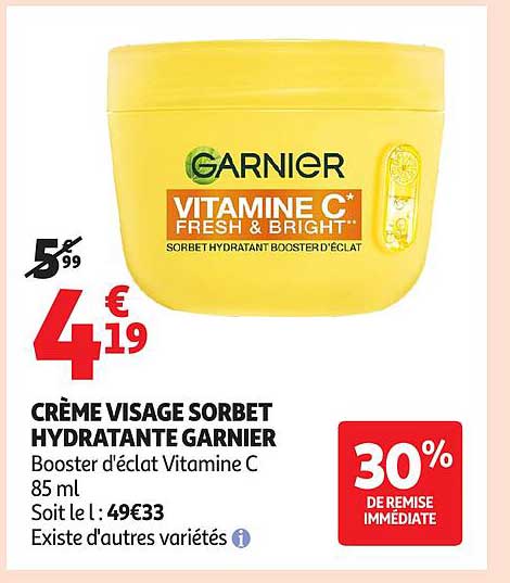 CRÈME VISAGE SORBET HYDRATANTE GARNIER