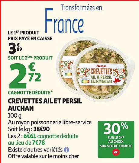 CREVETTES AIL ET PERSIL AUCHAN