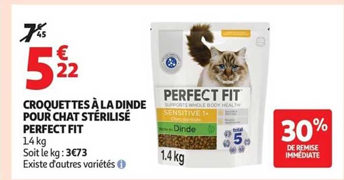 CROQUETTES À LA DINDE POUR CHAT STÉRILISÉ PERFECT FIT