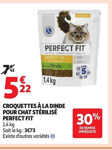 CROQUETTES À LA DINDE POUR CHAT STÉRILISÉ PERFECT FIT