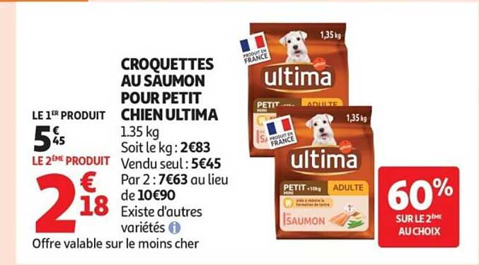 CROQUETTES AU SAUMON POUR PETIT CHIEN ULTIMA 1.35 kg
