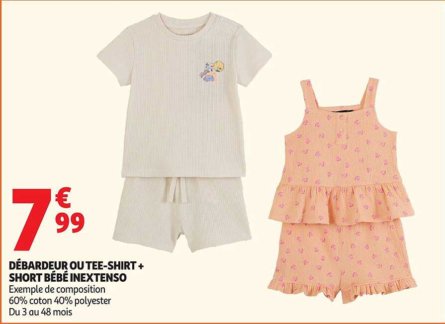 DÉBARDEUR OU TEE-SHIRT + SHORT BÉBÉ INEXTENSO