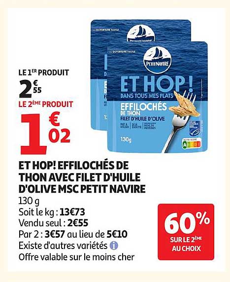 ETHOP! EFFILOCHÉS DE THON AVEC FILET D’HUILE D’OLIVE MSC PETIT NAVIRE