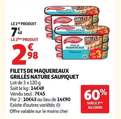FILETS DE MAQUEREAUX GRILLÉS NATURE SAUPIQUET