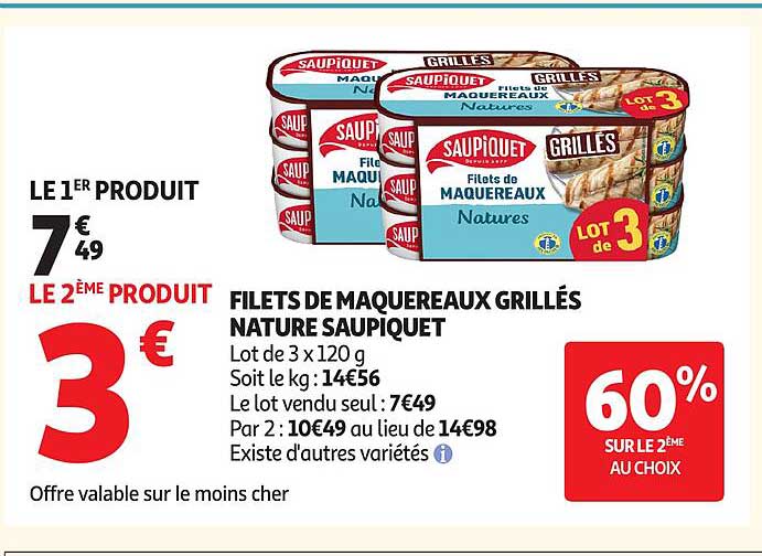 FILETS DE MAQUEREAUX GRILLÉS NATURE SAUPIQUET