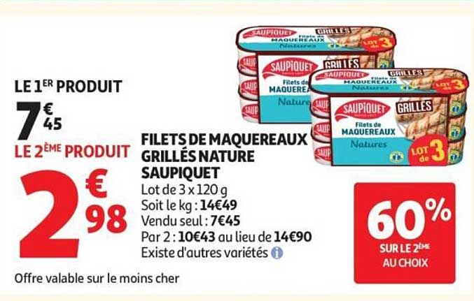 FILETS DE MAQUEREAUX GRILLÉS NATURE SAUPIQUET