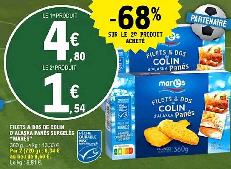 FILETS & DOS DE COLIN D'ALASKA PANÉS SURGELÉS "MARÈS"