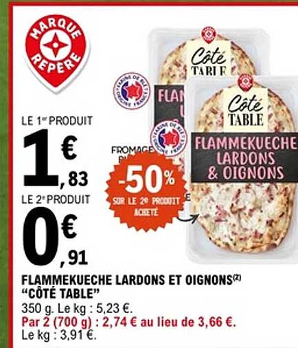 FLAMMEKUECHE LARDONS ET OIGNONS “CÔTÉ TABLE”