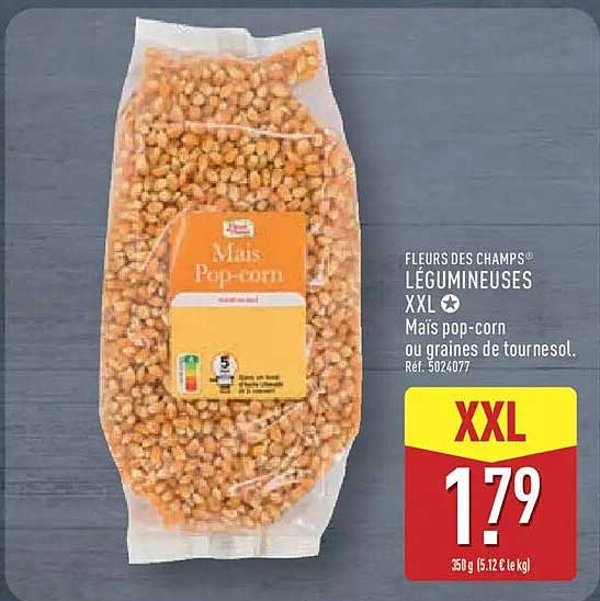 FLEURS DES CHAMPS LÉGUMINEUSES XXL Maïs pop-corn ou graines de tournesol.