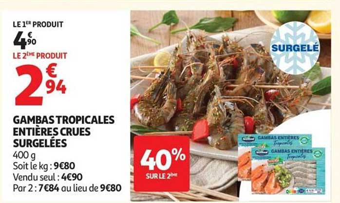 GAMBAS TROPICALES ENTIÈRES CRUES SURGELÉES