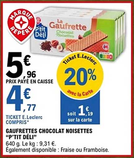 GAUFRETTES CHOCOLAT NOISETTES "P'TIT DÉLI"