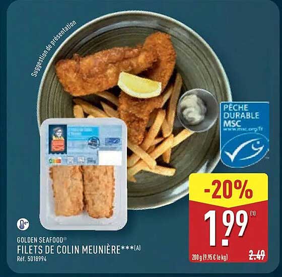 GOLDEN SEAFOOD® FILETS DE COLIN MEUNIÈRE*** (A)