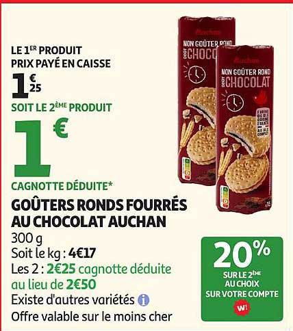 GOÛTERS RONDS FOURRÉS AU CHOCOLAT AUCHAN