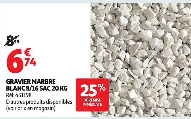 GRAVIER MARBRE BLANC 8/16 SAC 20 KG