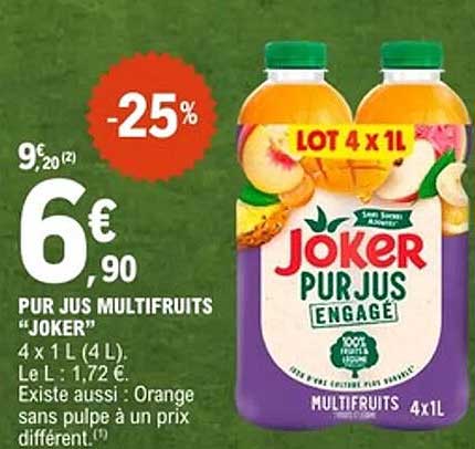 Joker Pur Jus Engagé Multifruts 4x1L