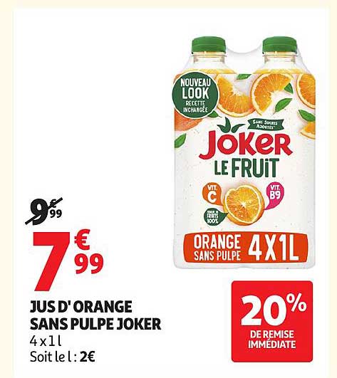 JUS D'ORANGE SANS PULPE JOKER
