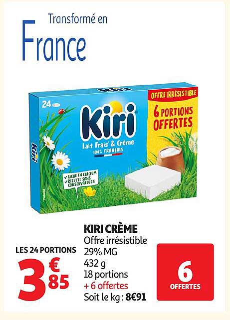 KIRI CRÈME Offre irrésistible 29% MG 432 g 18 portions + 6 offertes