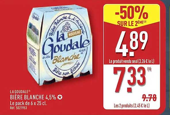 LA GOUDALE BIÈRE BLANCHE 4,5% Le pack de 6 x 25 cl.