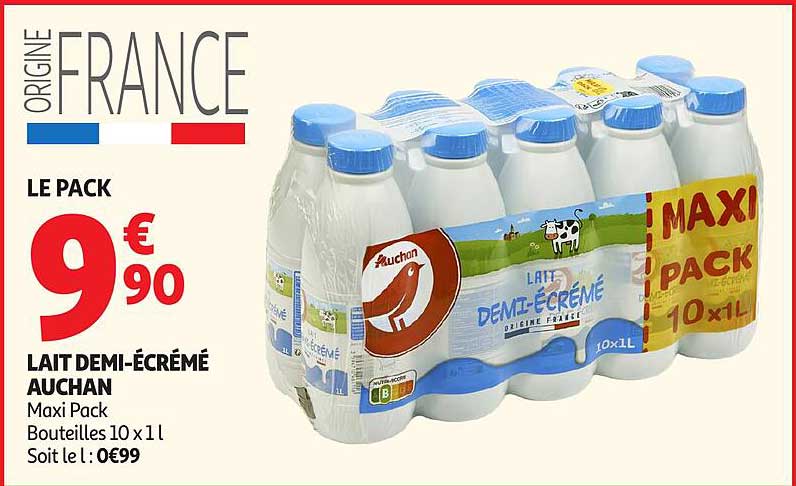 LAIT DEMI-ÉCRÉMÉ AUCHAN