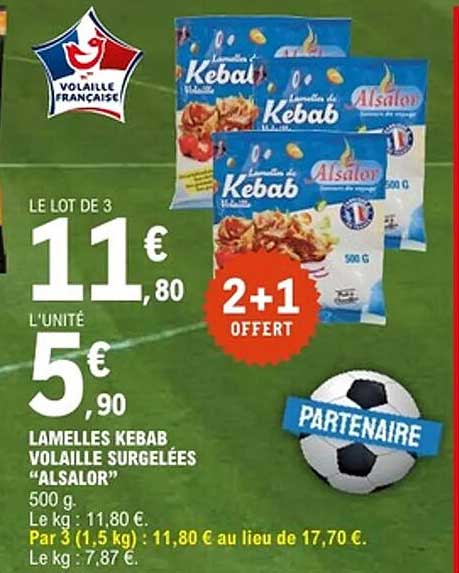 LAMES KEBAB VOLAILLE SURGELÉES “ALSALOR” 500 g