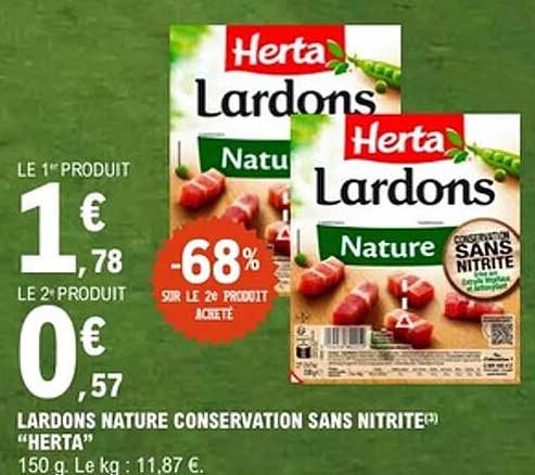 LARDONS NATURE CONSERVATION SANS NITRITE(*) "HERTA"