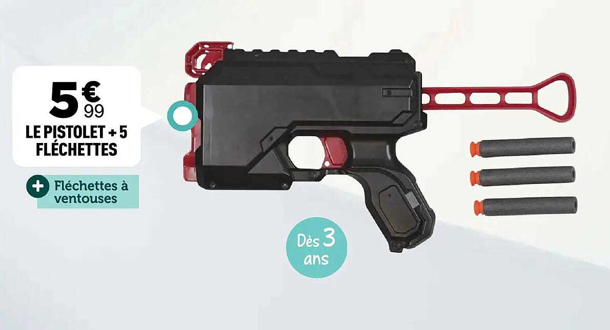 LE PISTOLET + 5 FLÉCHETTES