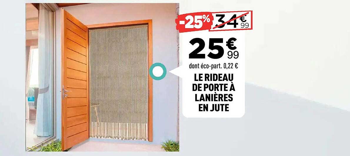 LE RIDEAU DE PORTE À LANIÈRES EN JUTE