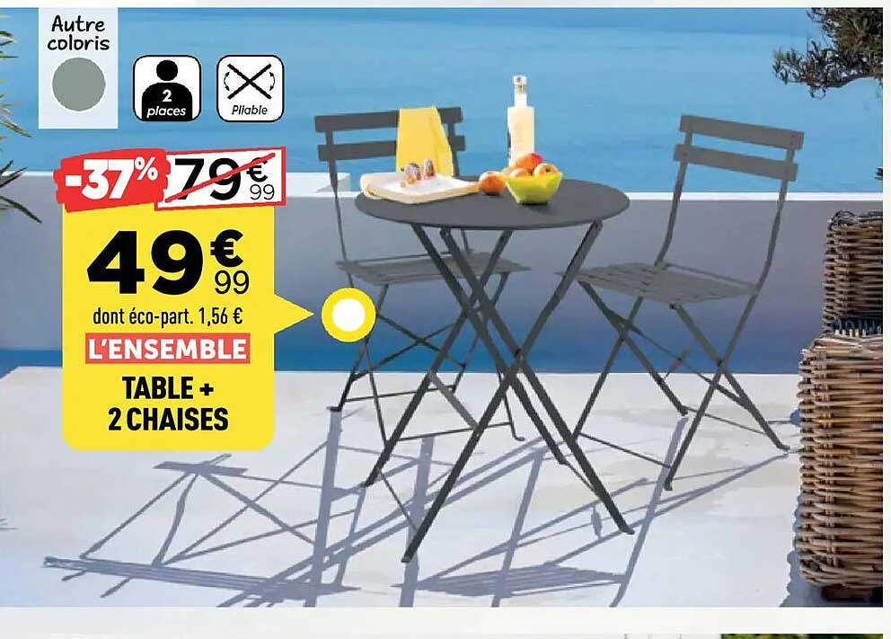 L'ENSEMBLE TABLE + 2 CHAISES