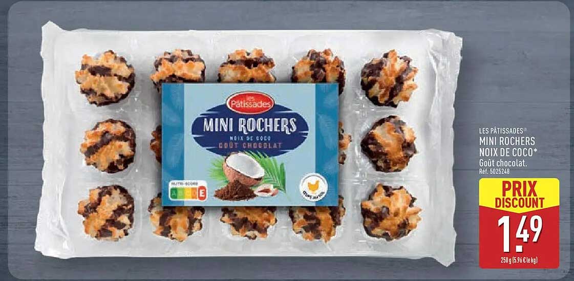 LES PÂTISSADES MINI ROCHERS NOIx DE COCO* Goût chocolat.