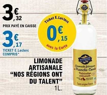 LIMONADE ARTISANALE “NOS REGIONS ONT DU TALENT” 1L.